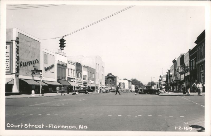 Court Street, Florence, AL with Krisman's and Milner's Drugs Alabama