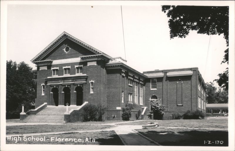 Brick High School Building with Grand Entrance Florence Alabama