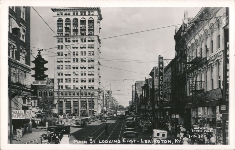 Main St. Looking East, Lexington, KY - Tall Buildings, Cars, Pedestrians Kentucky