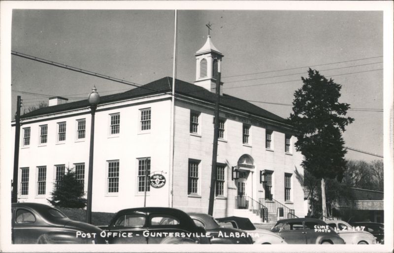 Guntersville Post Office Building with Vintage Cars Alabama
