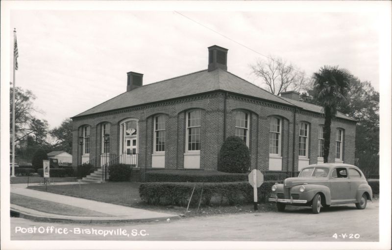 Post Office Building with Car, Bishopville South Carolina