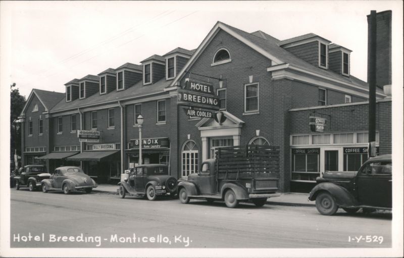 Hotel Breeding, Monticello, KY - Vintage Cars, Bendix Laundry, Coffee Shoppe Kentucky