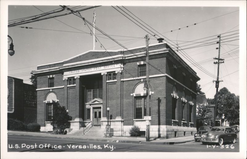 U.S. Post Office Building with Cars on Street Versailles Kentucky
