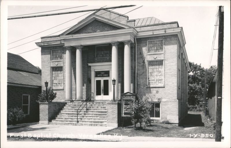 First Baptist Church, classical facade with columns and pediment Versailles Kentucky