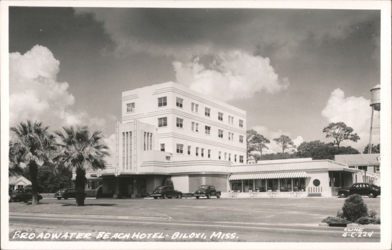 Broadwater Beach Hotel, Palm Trees, and Vintage Cars Biloxi Mississippi