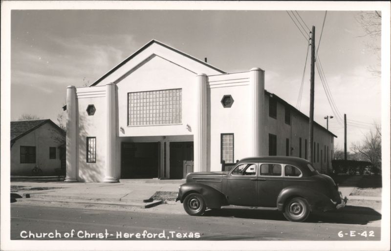 Church of Christ building with car parked in front, Hereford Texas