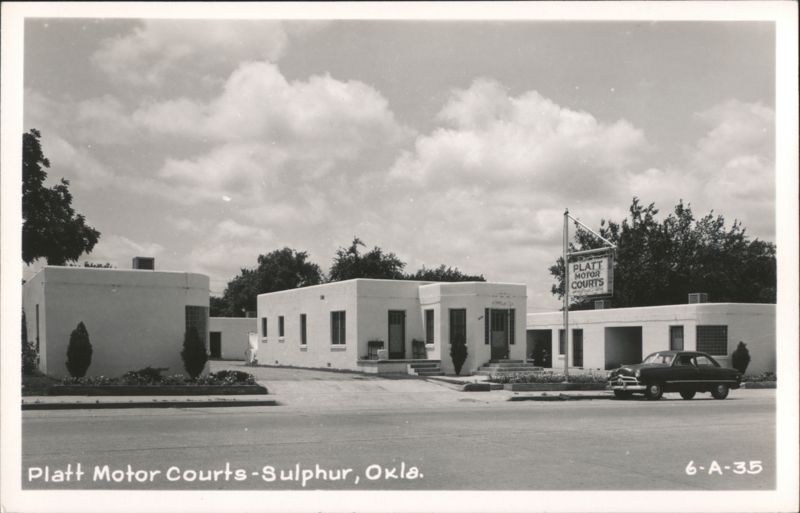 Platt Motor Courts with Vintage Car, Sulphur, OK Oklahoma