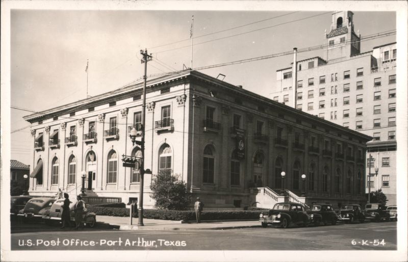 U.S. Post Office building with cars on street Port Arthur Texas