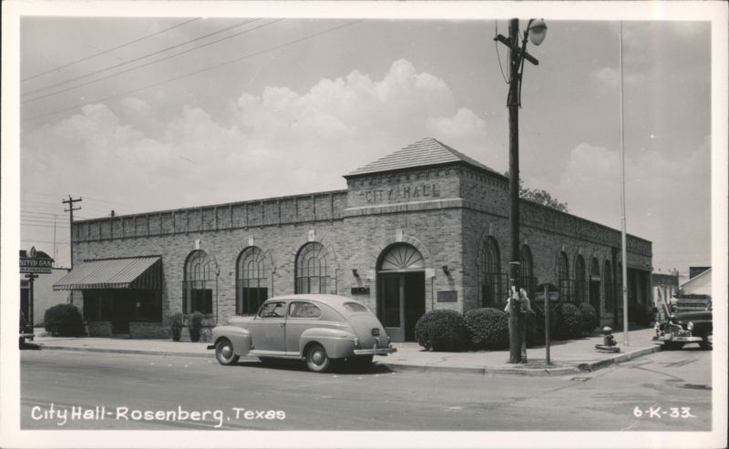 City Hall building with car parked in front Rosenberg Texas
