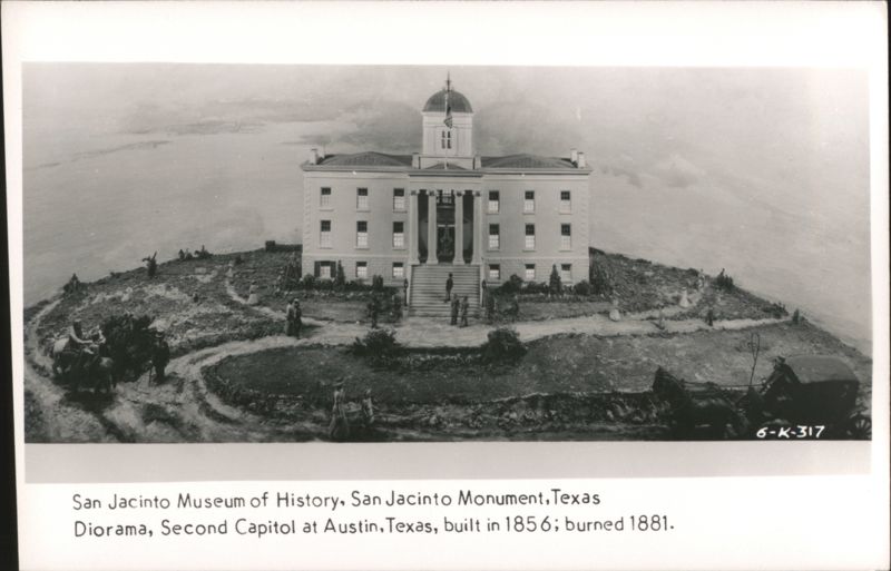 Diorama of Second Capitol at Austin, Texas, built 1856; burned 1881