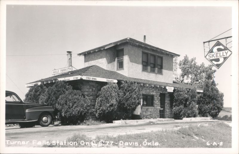 Turner Falls Station on US 77 with Skelly Products Sign Davis Oklahoma