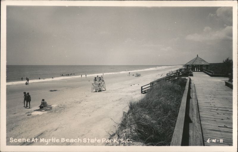 Myrtle Beach State Park Beach Scene with Boardwalk and Pavilion South Carolina