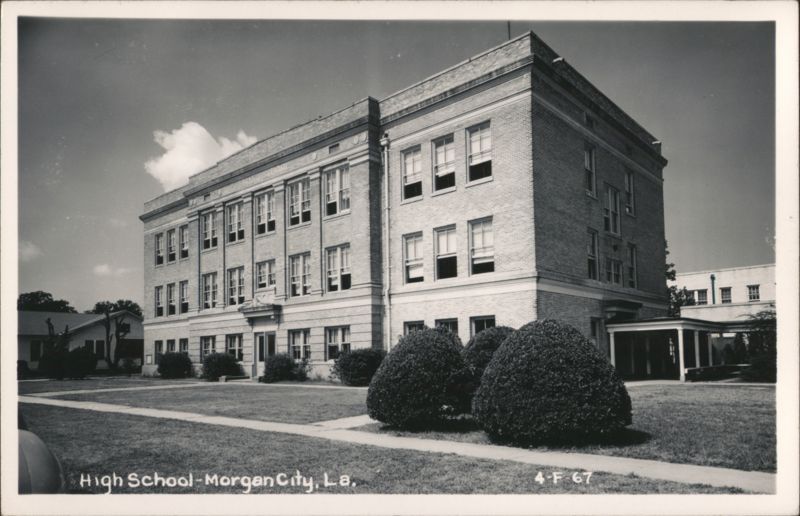 High School building with manicured lawn Morgan City Louisiana