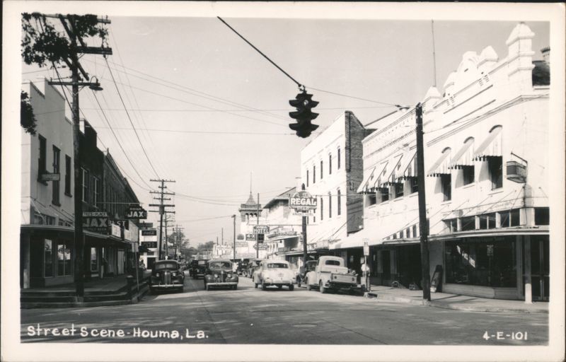 Street Scene with Cars and Businesses, Houma Louisiana