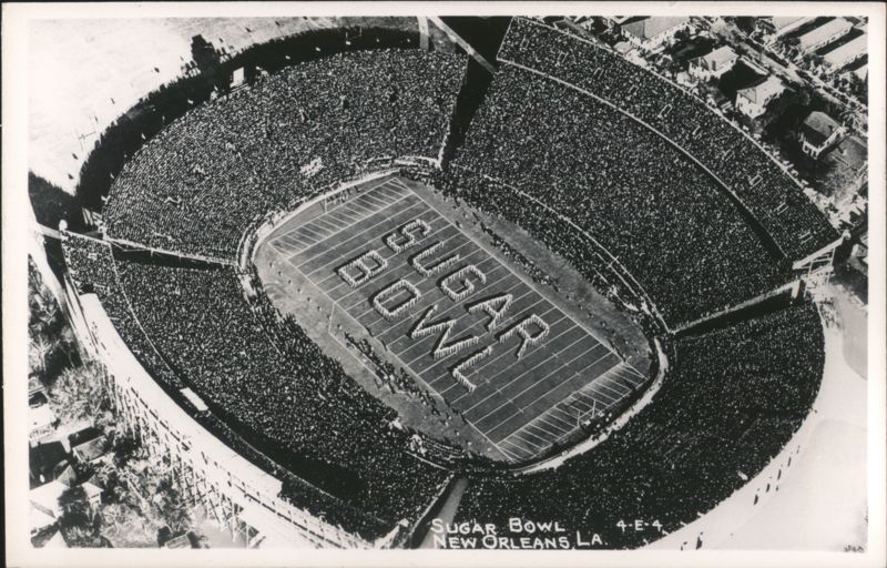 Sugar Bowl Stadium Aerial View, 'USA' Formed on Field, New Orleans Louisiana