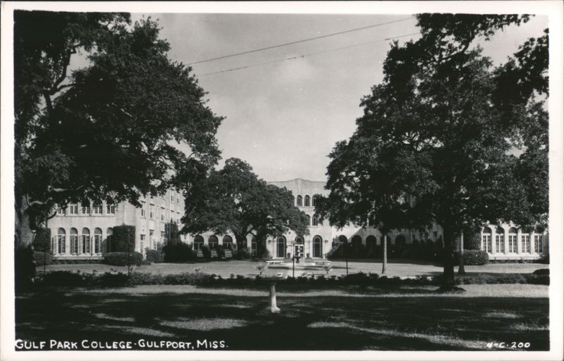 Gulf Park College Campus View with Trees and Fountain Gulfport Mississippi