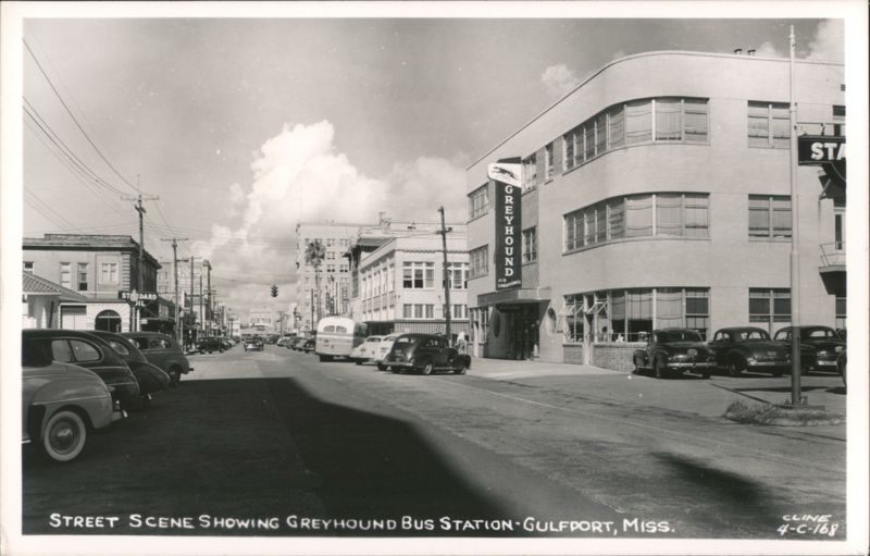 Greyhound Bus Station and Street Scene, Gulfport, MS Mississippi