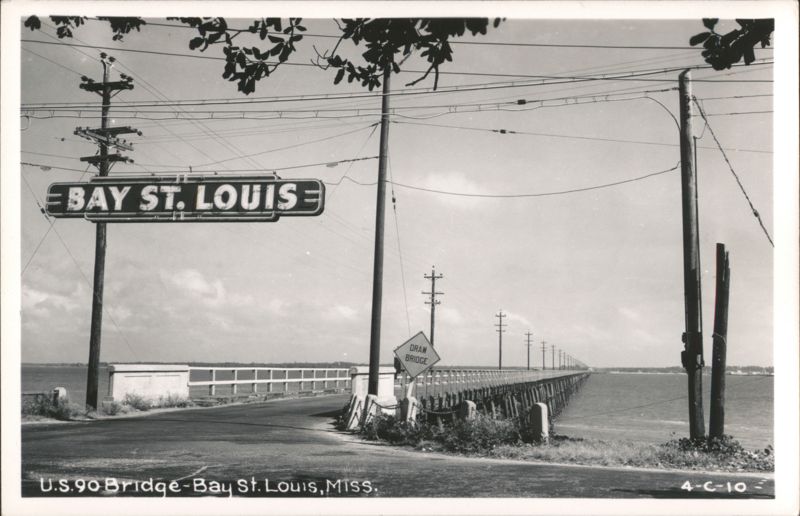 U.S. 90 Bridge with Bay St. Louis Sign Bay Saint Louis Mississippi