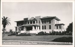 Municipal Building with Palm Trees and Lawn Postcard