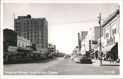 Procter Street with Hotel Sabine and Bluestein's, Port Arthur Postcard