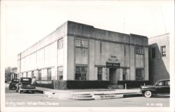City Hall and Chamber of Commerce building with parked cars Postcard