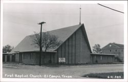 First Baptist Church with Steep Roof and Cross Postcard