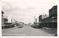 Downtown El Campo Street Scene, Cars and Businesses Postcard