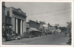 Downtown Street Scene with Cars and Businesses, Camden, SC Postcard