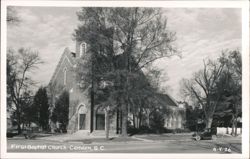 First Baptist Church, Camden, SC, with Car Postcard