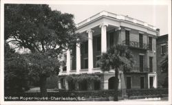 William Roper House with Grand Columns and Lush Trees Postcard