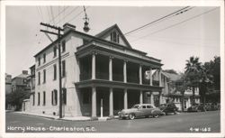 Horry House, Charleston, with Cars and Palm Trees Postcard
