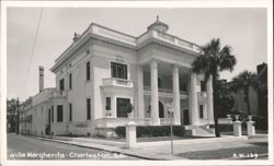 Villa Margherita, Grand Neoclassical Building with Columns and Palm Trees Postcard