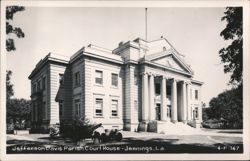 Jefferson Davis Parish Court House with Cannon Postcard