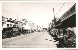 Street Scene Looking North, Business District with Parked Cars Postcard