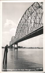 Atchafalaya River Bridge, large metal truss bridge over water Postcard