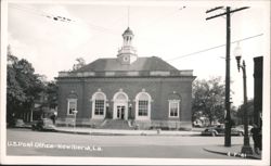 U.S. Post Office building with cupola and cars on street Postcard