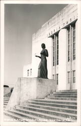 Statue In Front Of Court House Postcard