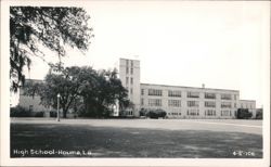 High School Building with Tower and Grassy Lawn Postcard