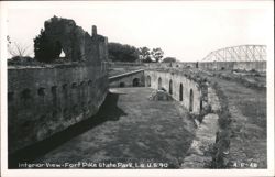 Interior View - Fort Pike State Park, with Bridge in Background Postcard