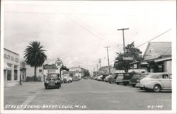 Street Scene with Cars, Businesses, and Palm Tree, Bay St. Louis Postcard