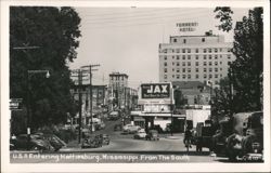U.S. 11 Entering Hattiesburg From The South, Forrest Hotel & Jax Beer Signs Postcard