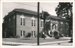 Public Library Building with Grand Arched Entrance Postcard