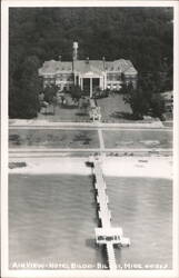 Air View - Hotel Biloxi with Pier on the Mississippi Coast Postcard
