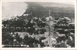 Aerial View of Coastal Town with Main Road and Buildings Postcard
