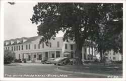 The White House Hotel with Vintage Cars Postcard