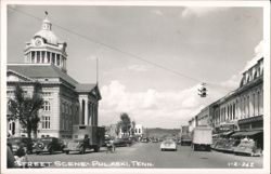 Street Scene with Courthouse and Cars Postcard