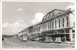 Street Scene with Parked Cars and Businesses Postcard