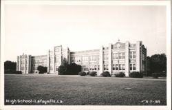 High School building with large lawn, Lafayette Postcard