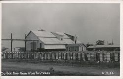 Cotton Gin with Bales Stacked Outside Postcard