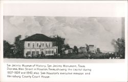 Diorama of Main Street Houston with Capitol, Sam Houston Mansion, Courthouse Postcard